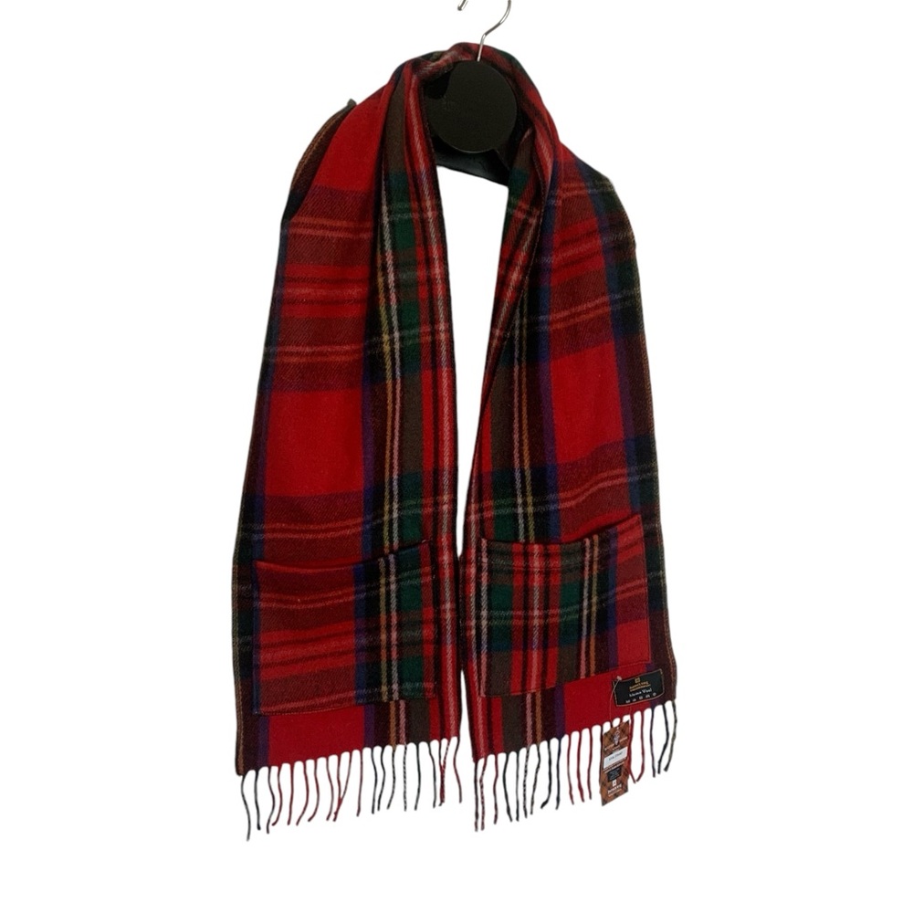 NWT Soft Tartan Royal Stewart Red Plaid Merino Wool Patrick King Pocket Scarf
